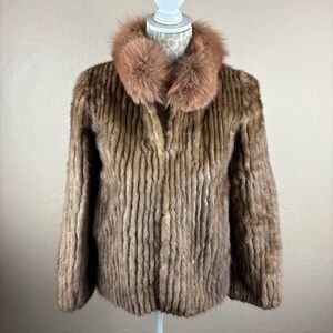 Saga Mink Kaufmanns Furs Short Coat Jacket Fluffy Collar Old Money Women’s Small